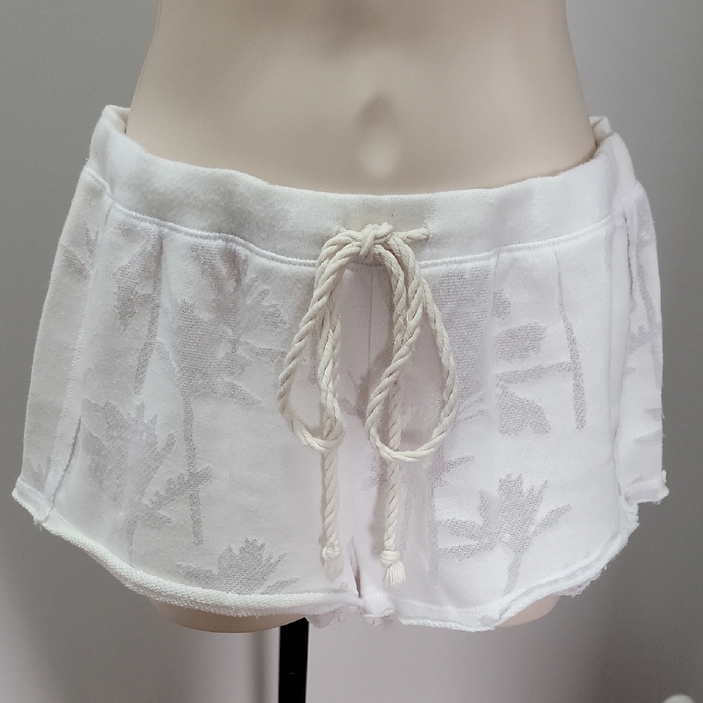 Victorias Secret Palm Tree Drawstring Shorts White Sz XS